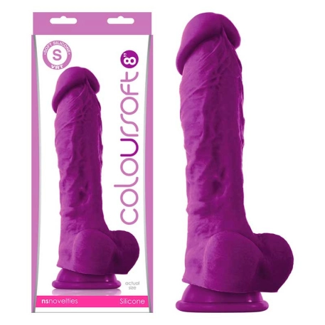 Gode avec scrotum Colours Soft 18cm (Violet) - NS Novelties