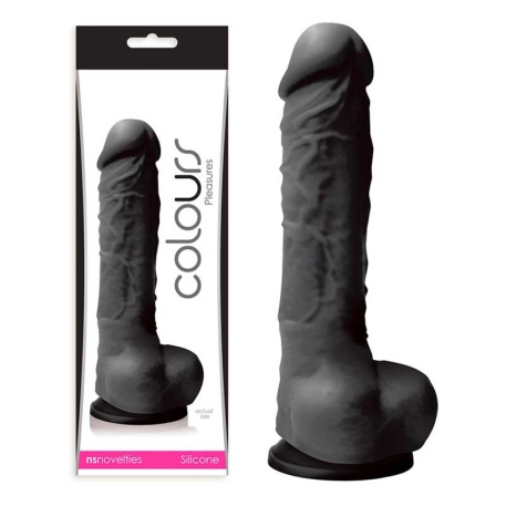 Dildo with scrotum Colours Soft 13cm (Black) - NS Novelties