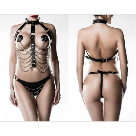 BDSM Harness Set 3tlg. - Grey Velvet 14503