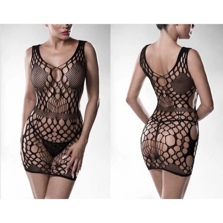 Bodystocking-Kleid 20006 (Schwarz) - Grey Velvet