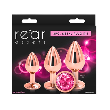 Anal Plug Set Alu Rear Assets Rose & Gold (3x) - NS Novelties