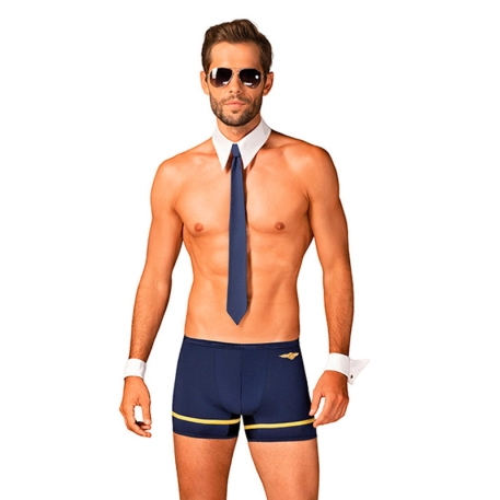 Costume sexy homme Pilote d'avion (4 pièces) - Obsessive