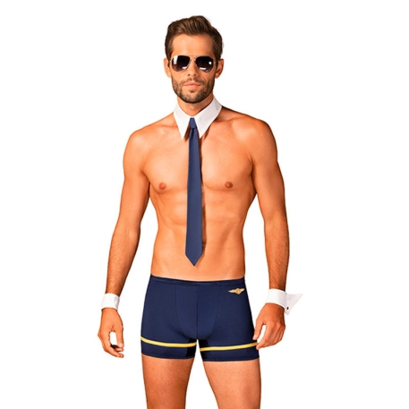 Sexy costume man Airplane pilot (4 pieces) - Obsessive