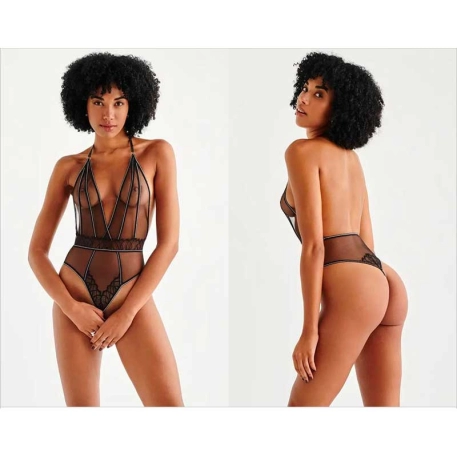 Sexy body with stimulating beads Manhattan (Black) - Bracli