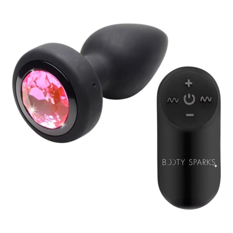 Pink Gem Remote Control Vibrating Anal Plug -Booty Sparks
