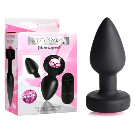 Pink Gem Remote Control Vibrating Anal Plug -Booty Sparks