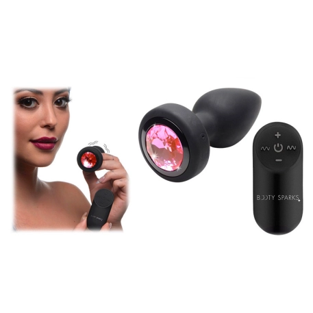 Pink Gem Remote Control Vibrating Anal Plug -Booty Sparks