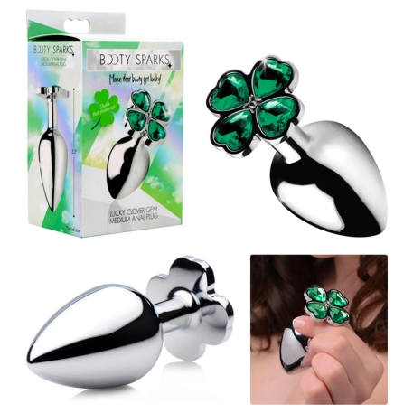 Aluminum anal plug with 4 clovers (M) Lucky Clover- Booty Sparks