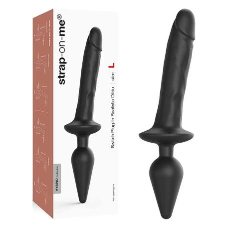 Dildo Realistic with butt plug (Black) - strap-on-me