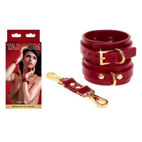 Handschellen aus rotem Kunstleder - Taboom Bondage in Luxury