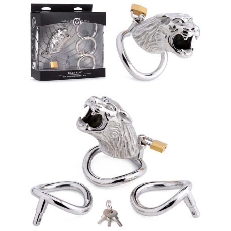 Cage de chasteté métallique Tiger King - Master Series