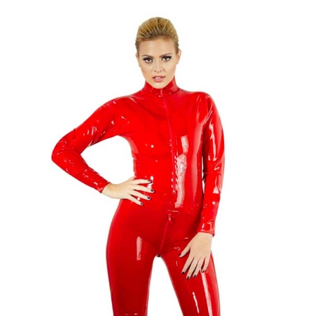 Eng anliegender Catsuit aus Latex Rot - The Late X Collection