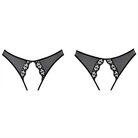 Sexy open panty Mirabelle Plum (Black) - Allure