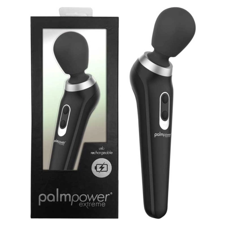 Wiederaufladbarer Zauberstab Vibrator Palm Power Extreme (Schwarz) - Power Bullet
