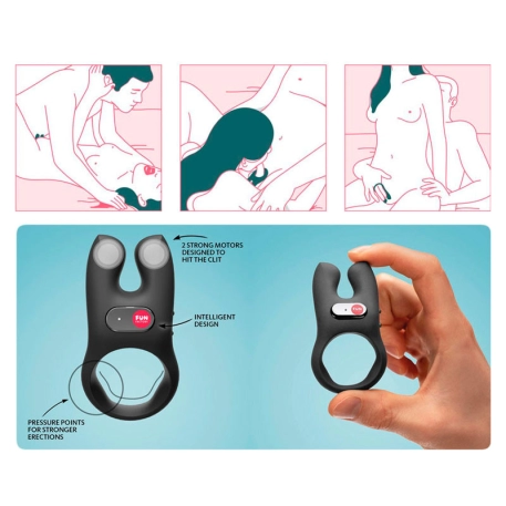 NOS rechargeable vibrating ring (Black) - Fun Factory