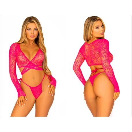 Ensemble Crop Top & String 81659 (Rose) – Leg Avenue
