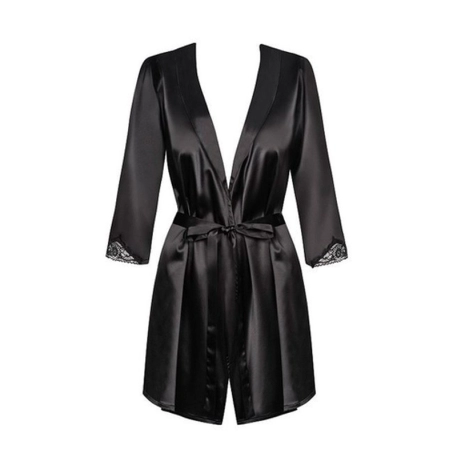 Satinia Bathrobe & G-string (Black) - Obsessive