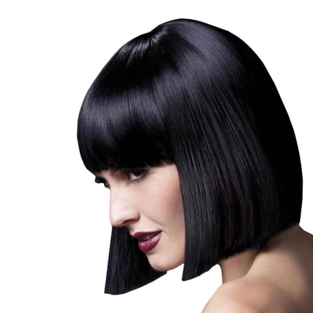 Perruque Lola Bob carré avec frange Noir 30 cm – Fever