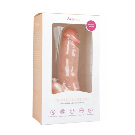 Realistic Dildo with testicles and sucker (Beige) 13 cm - EasyToys