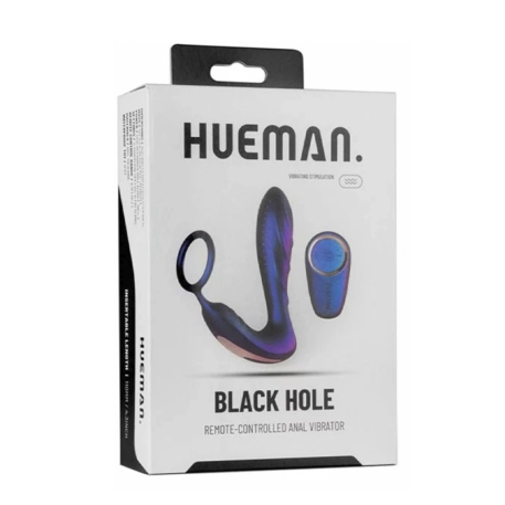 Plug anale vibrante con anello per pene 2 in 1 - Hueman Black Hole