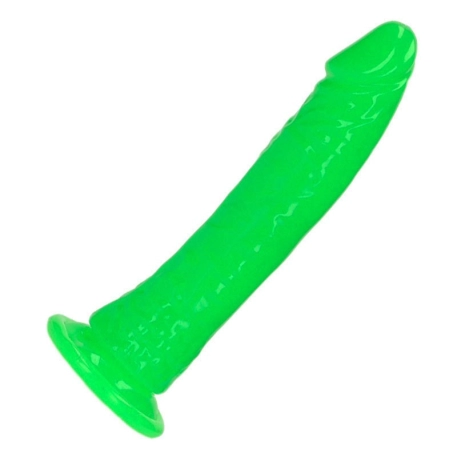 Dildo realistic fluorescent green with suction cup 18 cm - RealRock Glow in the Dark