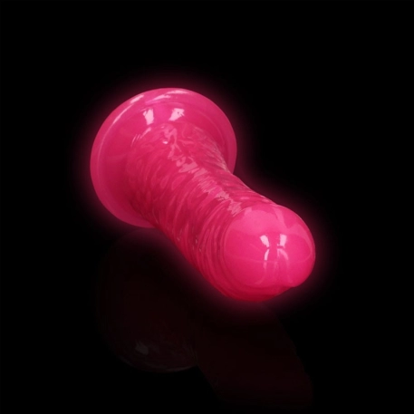 Realistischer neonpink Dildo mit Saugnapf 18 cm - RealRock Glow in the Dark