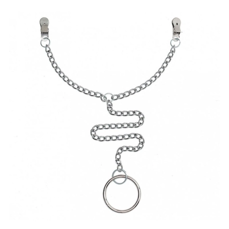 Breast clamps with chain and cockring (5 cm) - Rimba