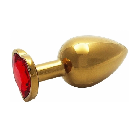 Gold metal anal plug with red crystal - Ouch!