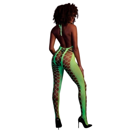 Bodystocking dos nu (Vert Fluo) - Ouch! Glow in the Dark