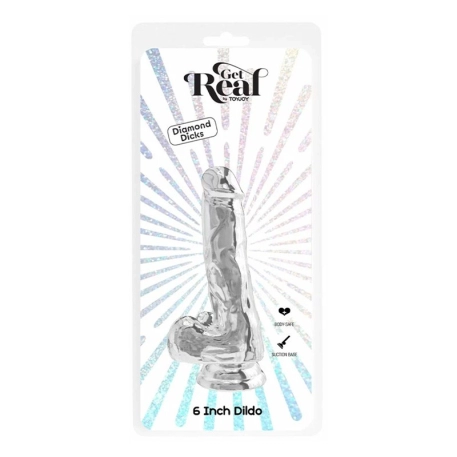 Dildo ultra-réaliste avec scrotum 12.5 cm (transparent) - Toyjoy Get Real 6