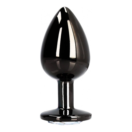 Black metal anal plug with silver crystal - Ouch!