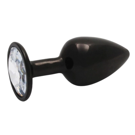 Black metal anal plug with silver crystal - Ouch!