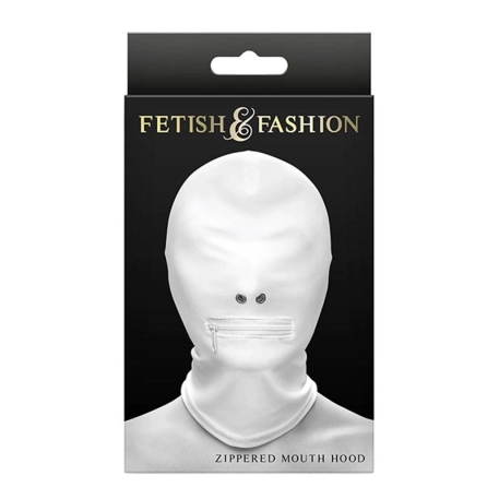 Sturmhaube 1 Mundöffnung (Weiß) Fetish & Fashion Zippered Mouth - NS Novelties