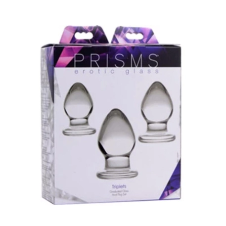 Set of 3 glass anal plugs - Prisms Triplets