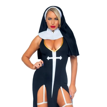 Costume de nonne Sultry Sinner (Noir & Blanc) - Leg Avenue