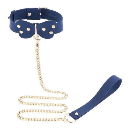 Collier BDSM avec laisse (Bleu) - Taboom Silicone Supreme