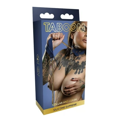 Collier BDSM avec laisse (Bleu) - Taboom Silicone Supreme