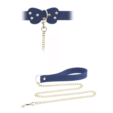 Collier BDSM avec laisse (Bleu) - Taboom Silicone Supreme