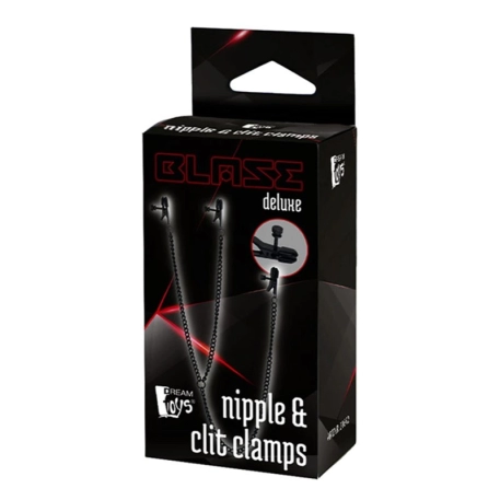 Breast & clitoral forceps with chain (Black) - Blaze Deluxe