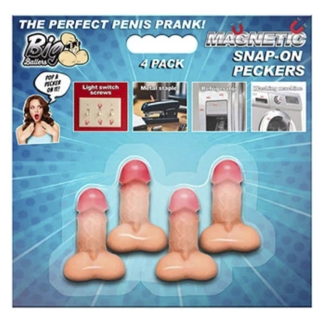 Pack of 4 Snap-On Peckers magnetic penises