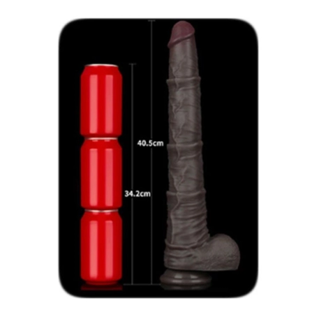 Dildo réaliste double densité 35.5 cm (Noir) - LoveToy Nature Cock