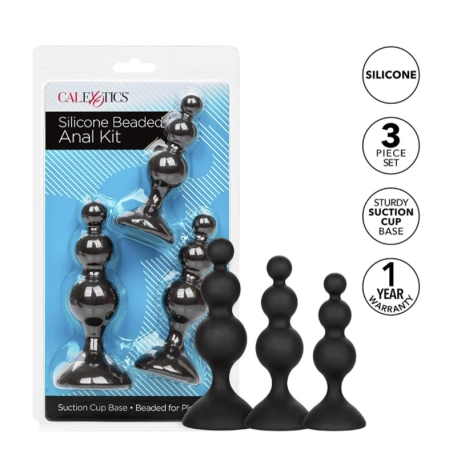 Set di rosari anali (nero) - CalExotics Silicone Beaded Anal Kit