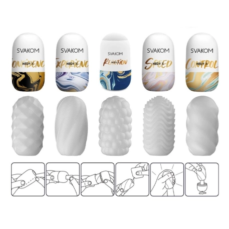 Pack de 5 masturbateurs en forme d'oeufs - Svakom Hedy X
