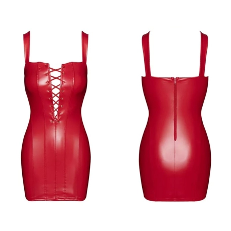 Miniabito sexy - Nero Handmade Power Wetlook F364 (Rosso)
