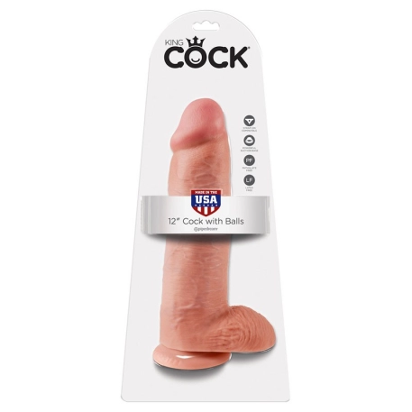 Saugdildo realistisch XXL 30,5 Zentimeter Hautfarbe – King Cock 12“