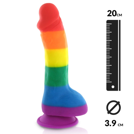 Gay Dildo mit Hodensack in Regenbogen-Farben  - Pride Dildo