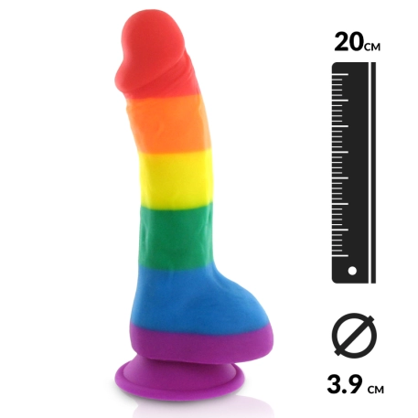 Gode Gay avec scrotum aux couleurs Arc-en-ciel - Pride Dildo