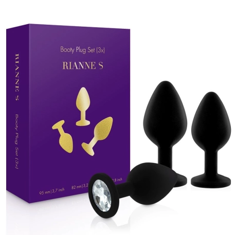 Rianne S Booty Silicone Plug Set Black -  Kit 3x Butt plug