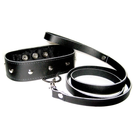 Bondage Leine und Halsband Leather Collar & Leash Set - Sportsheet