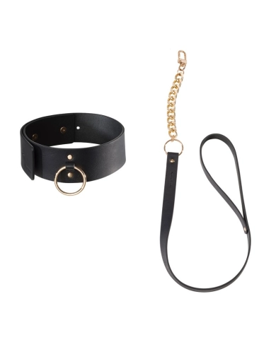 Laisse et collier de soumission Maze Wide Chocker Noir - Bijoux Indiscrets